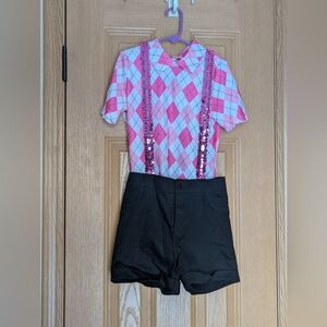 Revolution dance costume, large child, costume includes sequined suspenders